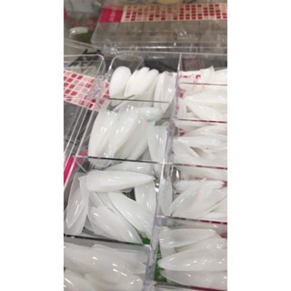  Móng úp HSM phom nhọn màu nước gạo hộp 500 móng đủ size làm nail 