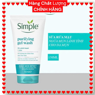 Sữa Rửa Mặt Simple Kiềm Dầu, Ngừa Mụn Cho Da Mụn 150ml Chính Hãng