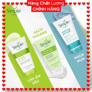 Sữa rửa mặt Simple lành tính, ngừa mụn, dưỡng ẩm cho da - 3 phiên bản mới150ml/chai