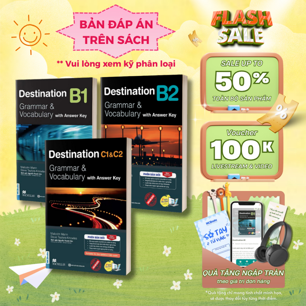 Sách - Trọn bộ Destination B1 + B2 + C1&C2 Grammar & Vocabulary Kèm đáp án Lẻ/combo - MCBooks