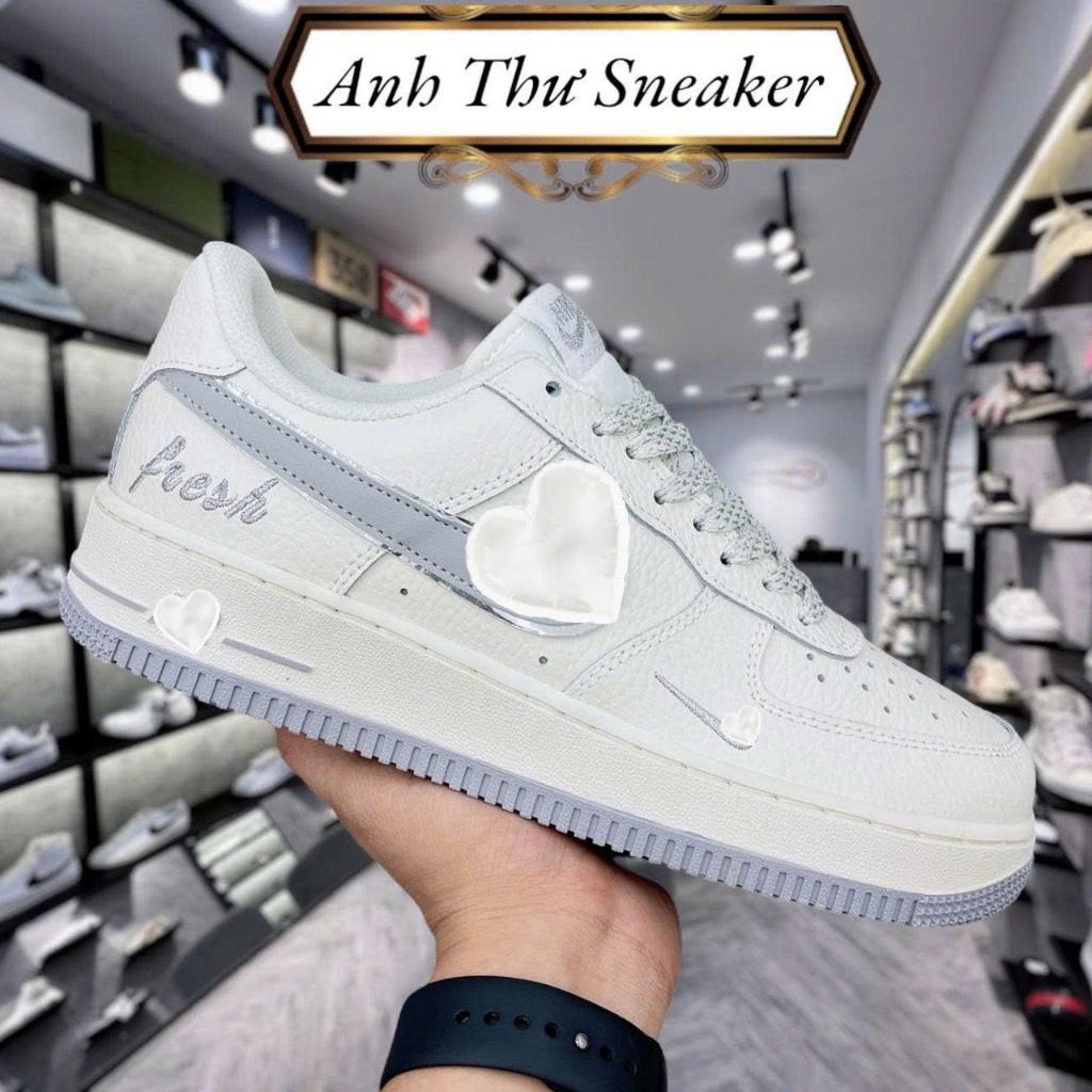 Giày Af1 Kem Vạch Xám Kemfresh Size 36-43