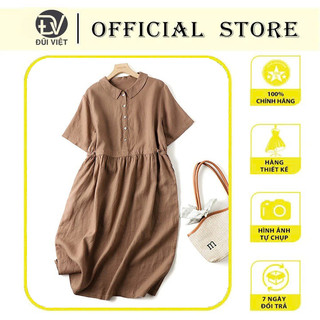 Đầm linen suống nữ tay ngắn chất liệu Linen cao cấp,mềm mịn có túi 2 bên Da215