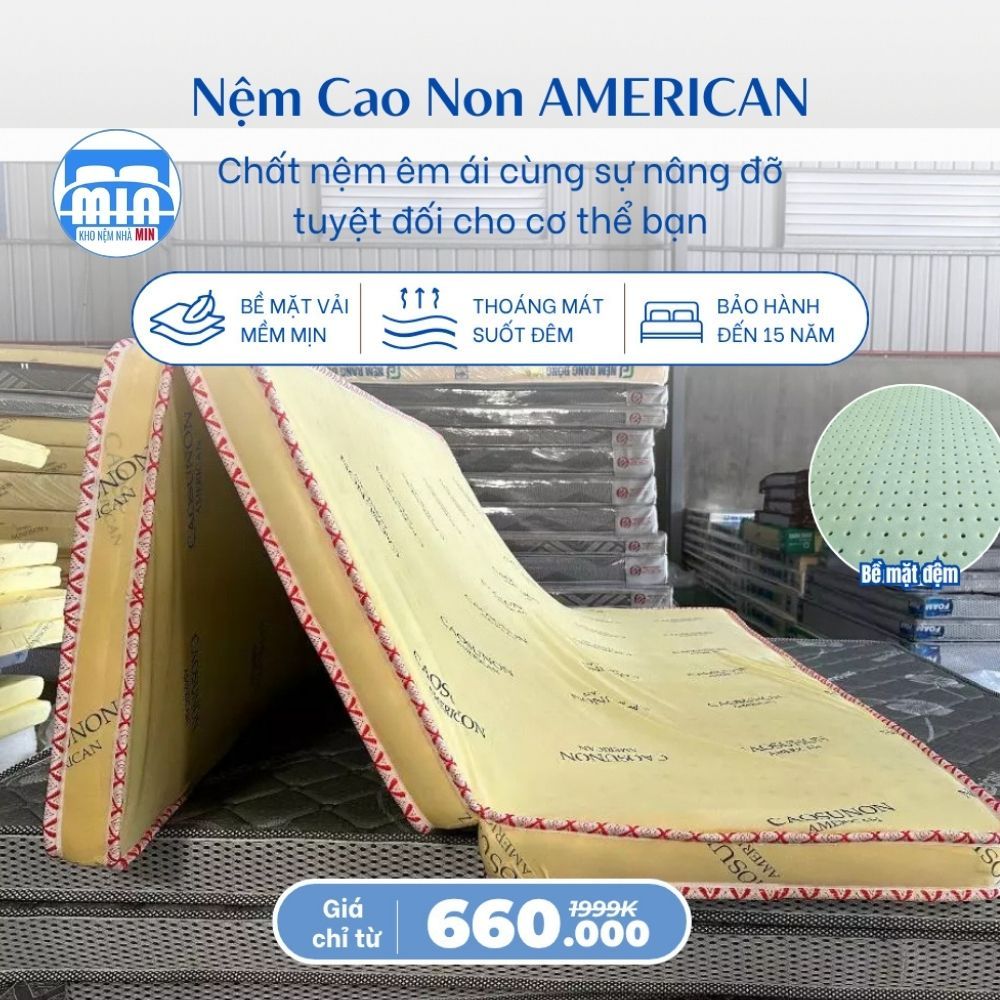 [Đệm gấp gọn] Nệm Cao Su Non American gấp gọn 3 tấm êm mềm không xẹp lún (BH 15 năm)_khonemnhamin
