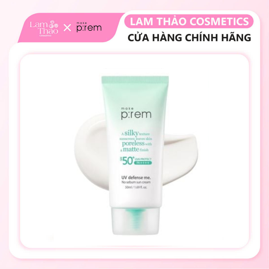Kem Chống Nắng Vật Lý Kiềm Dầu Make P:rem UV Defense Me No Sebum Sun Cream SPF50+ PA++++ 50ml