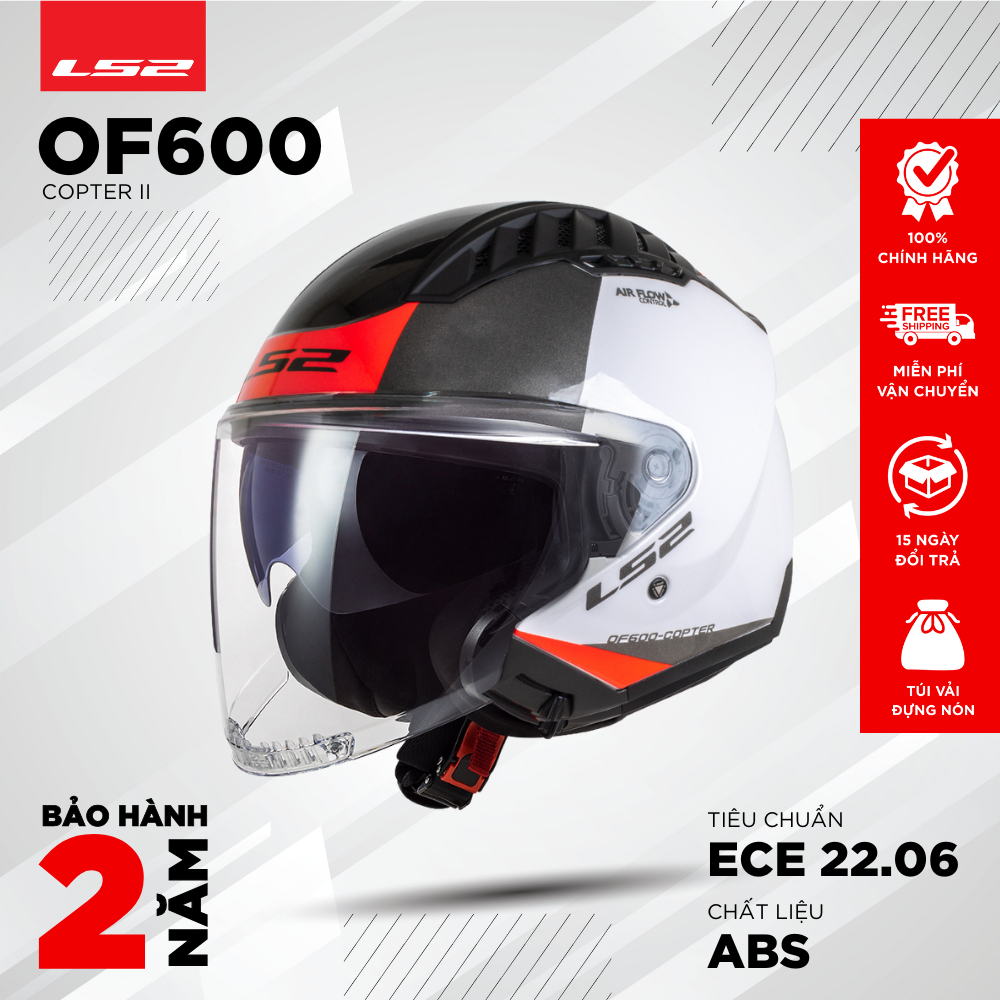Mũ Bảo Hiểm 3/4 LS2 OF600 Copter II Hai Kính Chuẩn An Toàn ECE22.06 Đi Xe Máy Mô Tô PKL [Chính Hãng]