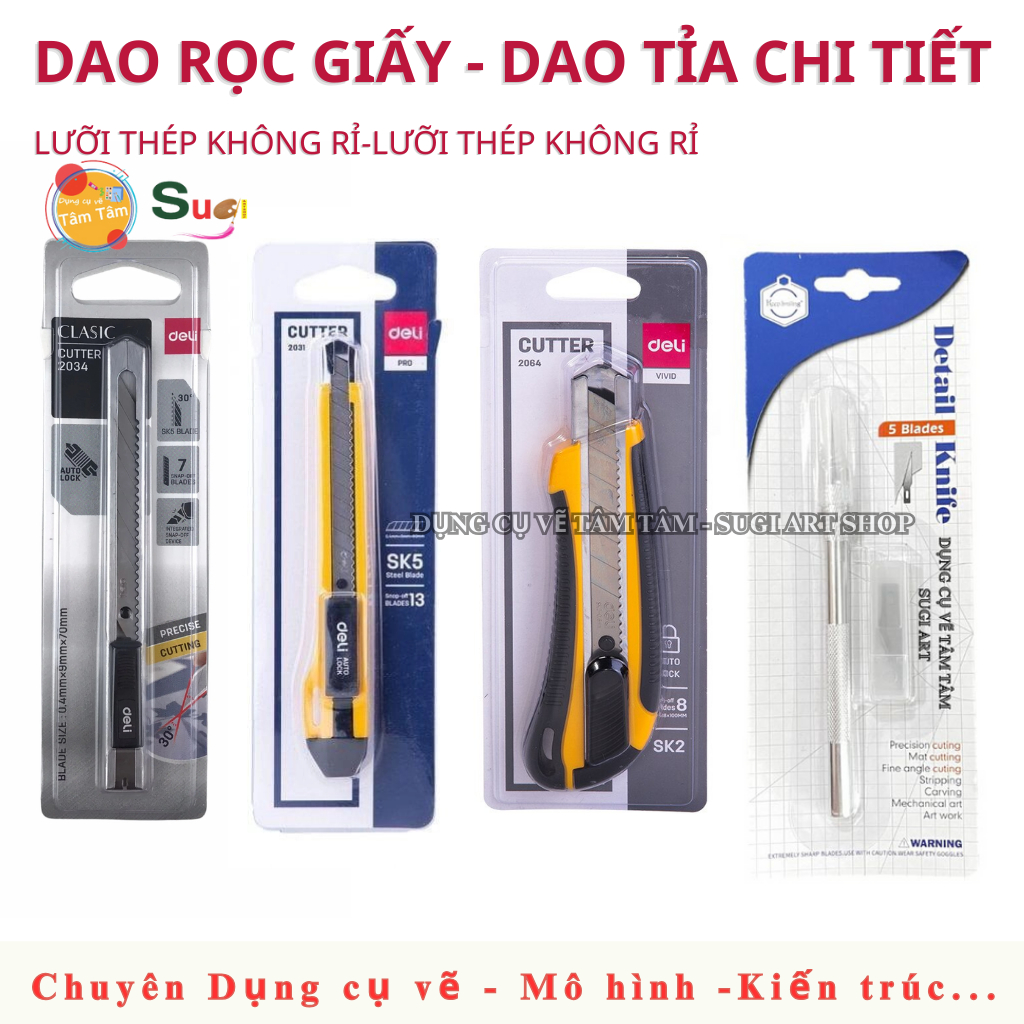 [TỔNG HỢP] Dao Rọc Giấy – Dao Cắt Mô Hình Kim Loại, Lưỡi Thép Không Gỉ – Dụng Cụ Cắt Giấy, Mô Hình, 
