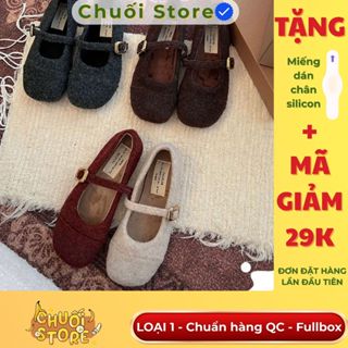   BẢN XỊN CHUẨN QC  Giày bệt nữ LOẠI 1 quai khuy gài da lộn mũi vuông mix đồ tiểu thư sang chảnh 