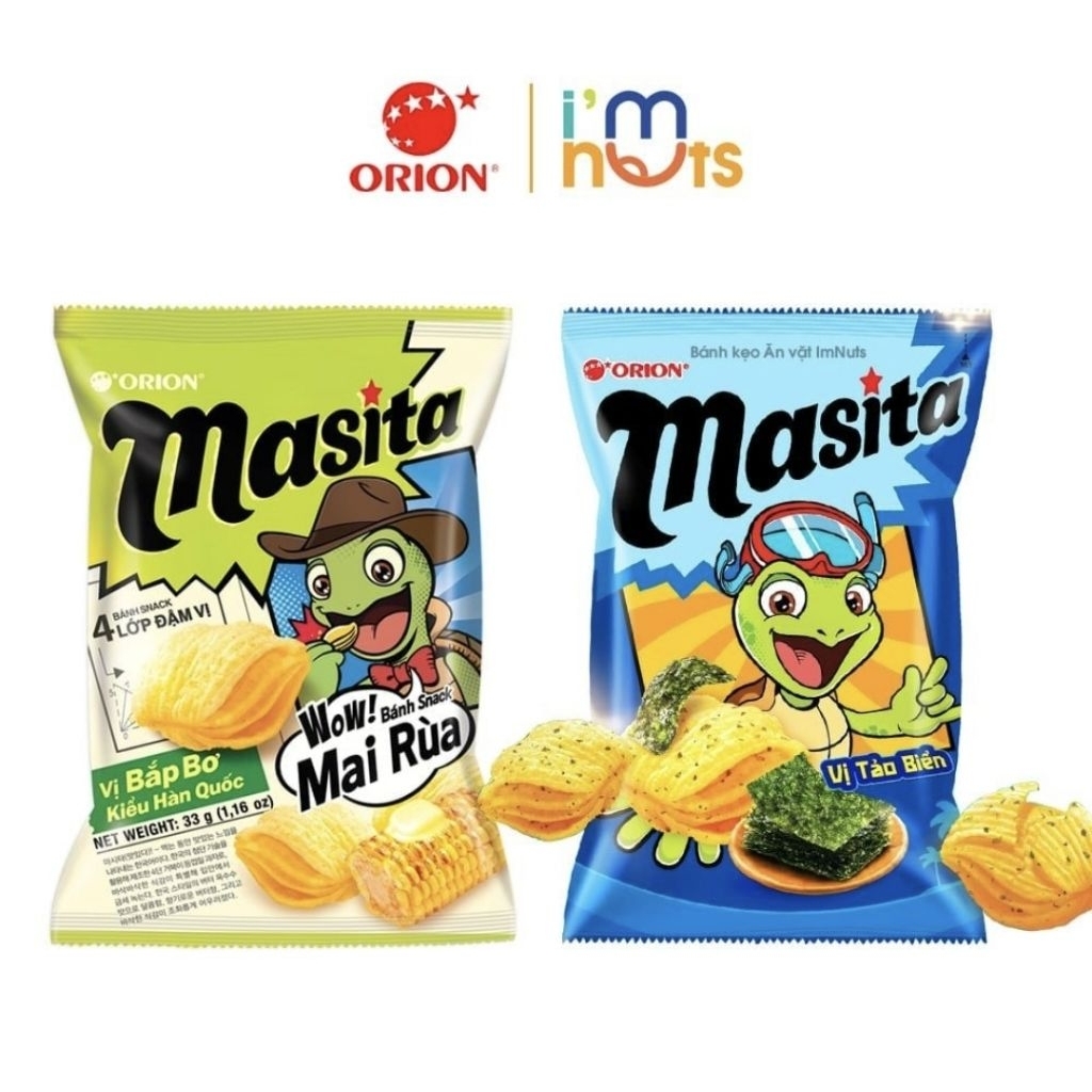 Sỉ 10 bịch Bánh Snack khoai tây mai rùa 4 lớp Masita Orion đủ vị gói nhỏ