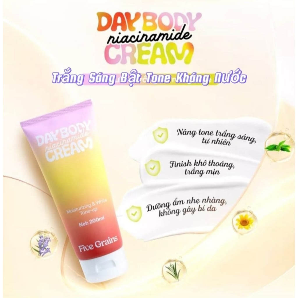 Chính Hãng Kem Body Five Grains Dưỡng Trắng Mịn Da Kháng Nước Ngừa Sạm Da 200ml