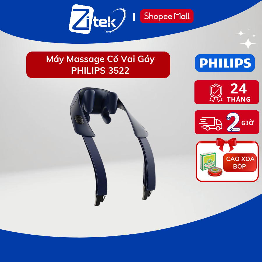 Máy Massage Cổ Vai Gáy PHILIPS 3522 - 3 Chế Độ Massage Chườm Ấm - Bảo Hành 24 Tháng