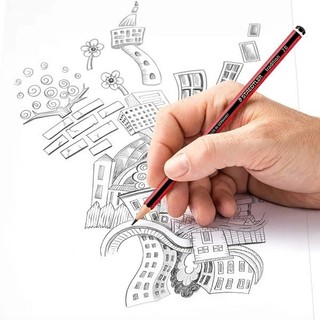 Bút Chì Gỗ Loại Tốt, Ngòi Khoẻ STAEDTLER Tradition 110-2B (Thân Sọc Đỏ-Đen)