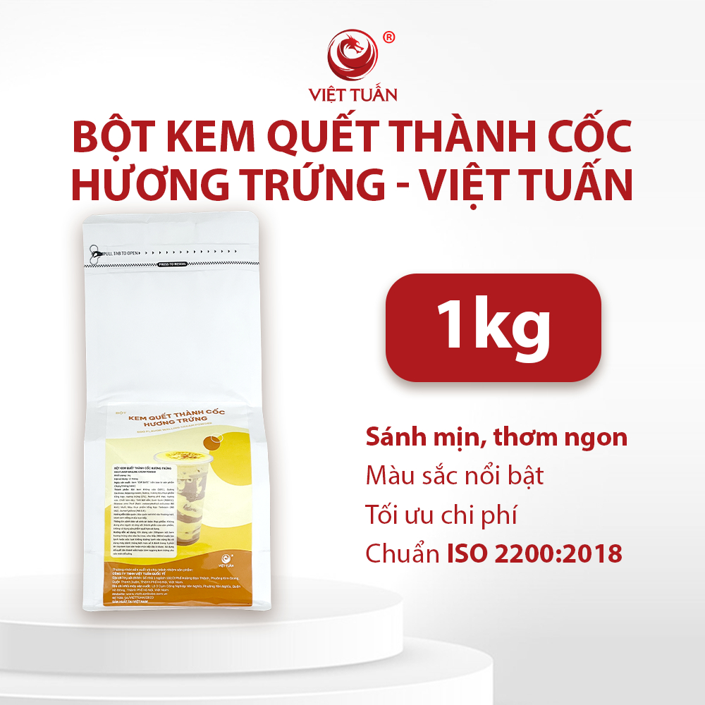 Bột Kem Quết Thành Cốc Hương Trứng Việt Tuấn, Thơm Ngon, Sánh Mịn, Làm Kem Trứng, Gói 1kg