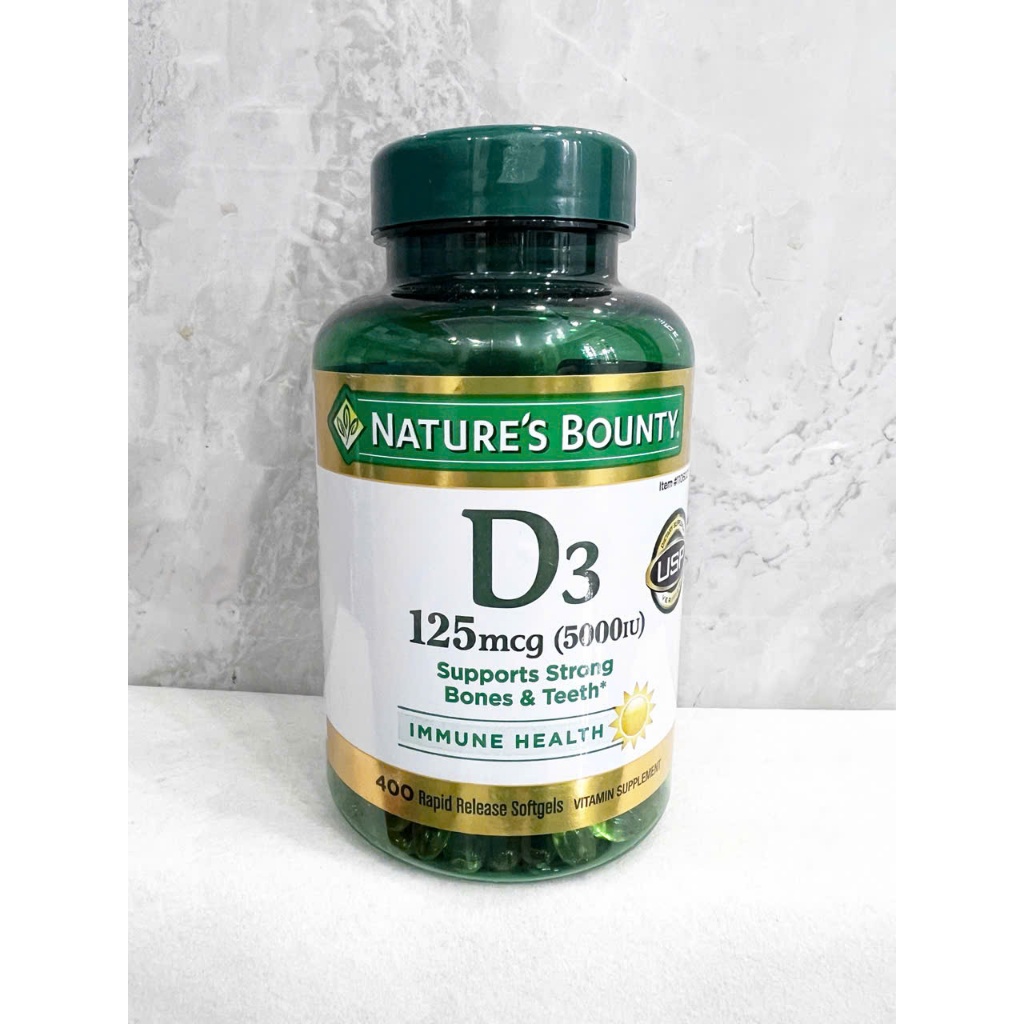Date T2/2027_ Hổ trợ bổ sung Vitamin D3 Nature’s Bounty Vitamin D3 5000IU 400 viên của Mỹ