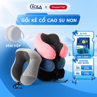 Gối chữ U kê cổ CECILA cao cấp chống mỏi cổ, ruột cao su non êm vỏ mềm cho dân văn phòng, du lịch đi ô tô máy bay