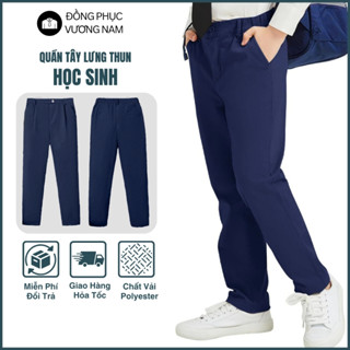 Quần tây học sinh bé trai và gái màu xanh đen lưng nữa thun cấp 1 2 chất Polyster VNO112