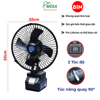  Quạt Tích Điện Makita 8inch – TÚC NĂNG QUAY – 2 Tốc Độ – Động Cơ Chổi Than. Sử dụng từ 4-10h.Sạc cốc 