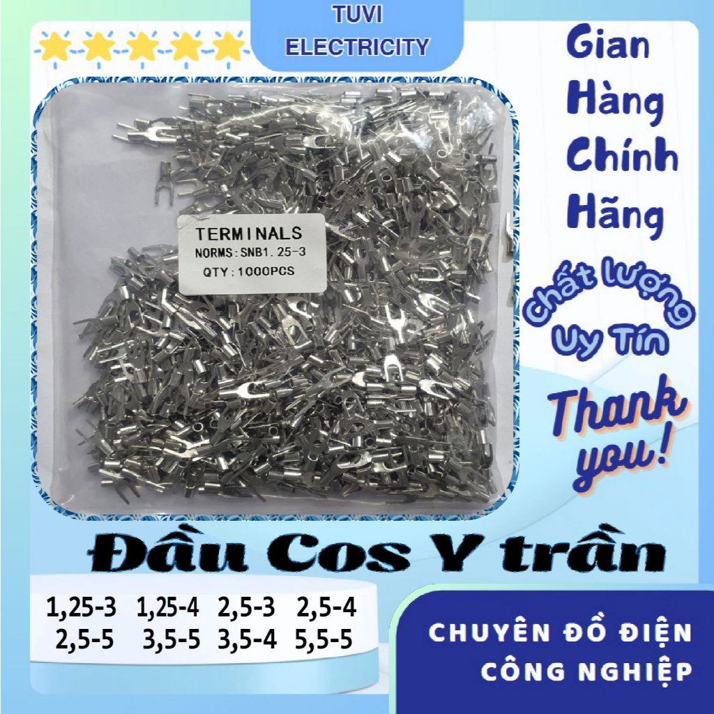 (1000c) Đầu Cos Y trần 1.25-3, 1.25-4, 2.5-3, 2.5-4, 2.5-5, 3.5-4, 3.5-5, 5.5-5 (1000c), cos y trần,