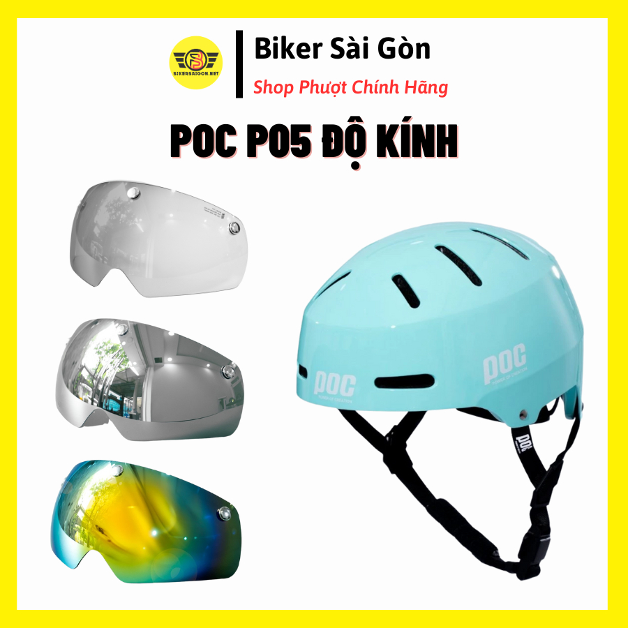 Mũ Bảo Hiểm Nửa Đầu POC P05 Độ Kính Hít Nam Châm Chuẩn Xe Máy