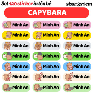 120 Sticker tên bé (in theo yêu cầu) dán đồ dùng học tập + TẶNG SET STICKER