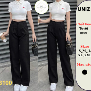  Quần Tây đi học nữ ống suông Cạp Cao 2 túi chéo Vải Tuyết Mưa Mềm Nhẹ UNIZ 3100 P0K30 