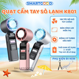 Quạt Tích Điện Mini Cầm Tay Tốc Độ Cao, Quạt Sò Lạnh 100 Cấp Độ Gió Làm Lạnh Cực Nhanh SmartGood
