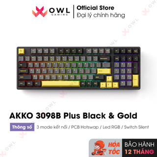  Bàn phím cơ AKKO 3098B Plus Black & Gold  Fairy Silent Switch  