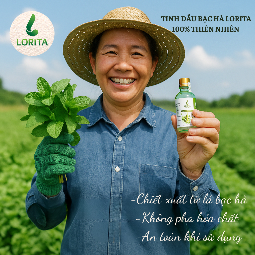 Tinh dầu Bạc Hà LORITA chiết xuất nguyên chất từ cây bạc hà - Mát lạnh sảng khoái,thư giãn tâm hồn#