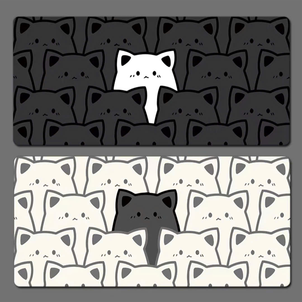 Lót Chuột Mèo Đen Dễ Thương – Tấm Lót Bàn Làm Việc Cỡ Lớn Họa Tiết Mèo Biểu Cảm Đáng Yêu, Chống Trơn Trượt