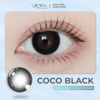 Lens cận siêu cấp ẩm UROPA LENS màu đen Coco Black, kính áp tròng 6 tháng, chống ánh sáng xanh