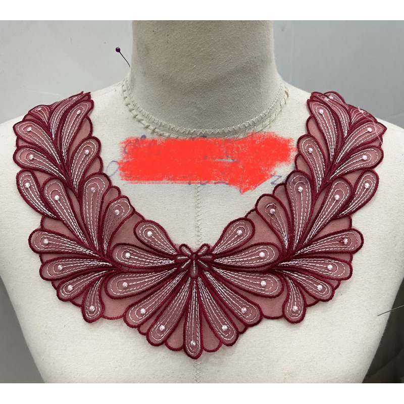 CỔ  REN VOAN MÀU ĐỎ NHỎ  ( SHOP ĐI ĐƠN TỪ 50k )