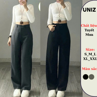  Quần Tây Nữ Đi Học ống suông UNIZ Q09 Dáng dài Cạp Cao Khóa Giữa Vải Tuyết Mưa 