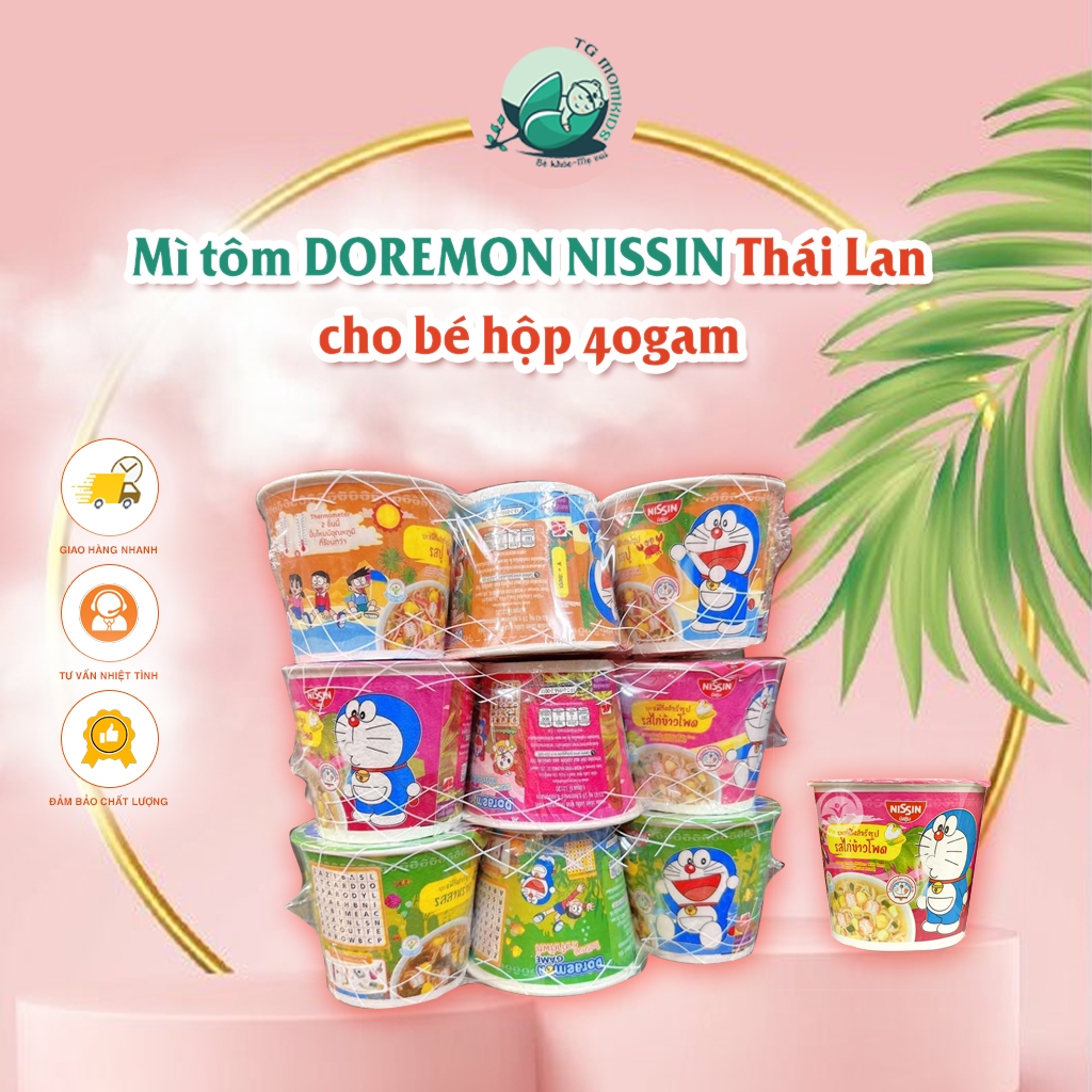 (Lốc 6 hộp) Mì tôm DOREMON NISSIN Thái Lan cho bé hộp 40gam đủ vị date xa