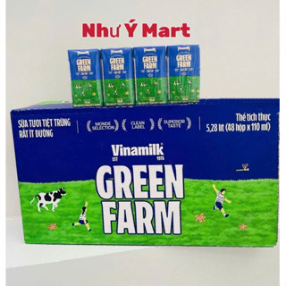 Thùng 48 hộp 110ml - Sữa Tươi Green Farm ít đường Vinamilk cho bé