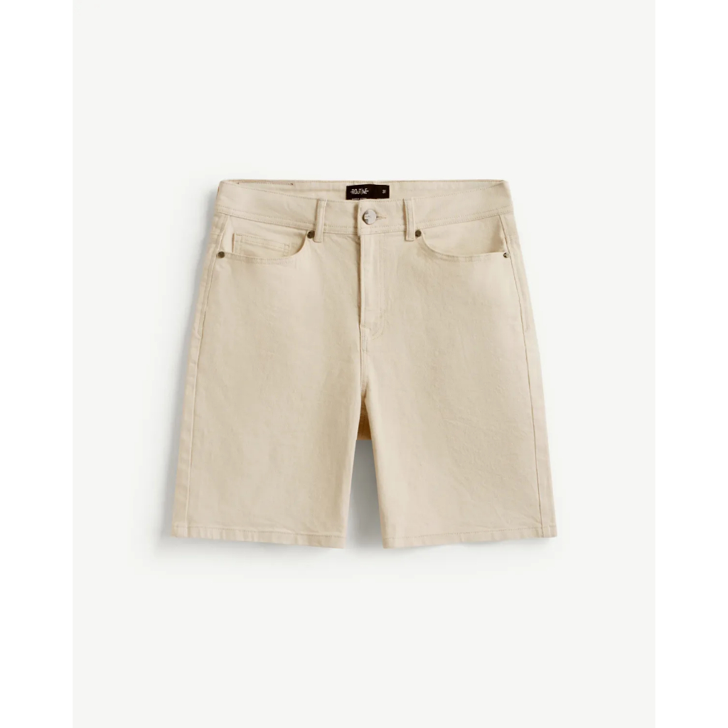 Quần short denim nam màu be form straight basic - RT 10S25DPS010