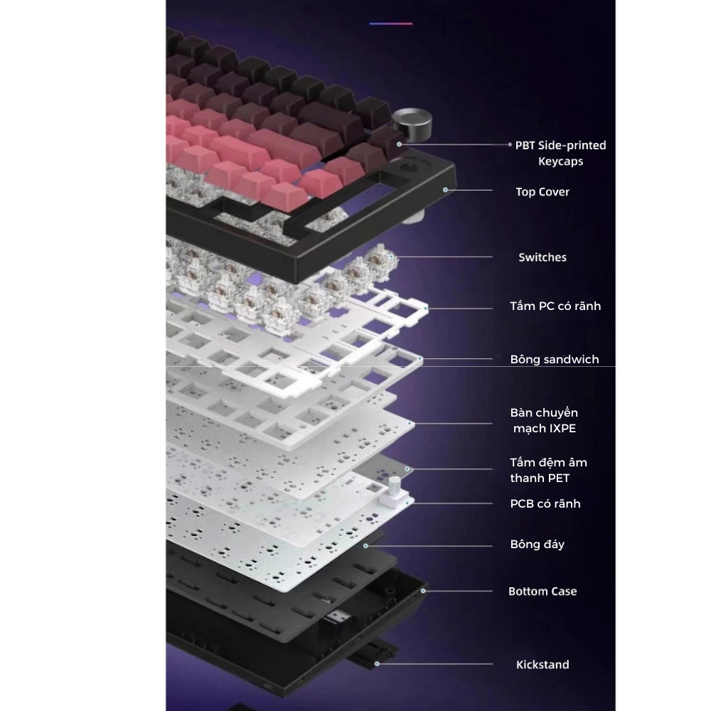 Bàn phím cơ Atas K81 không dây 3 mode - Mạch Xuôi - Hỗ trợ hotswap 5 pin - LED RGB - Có App - Pin 8000 || Gaming House | BigBuy360 - bigbuy360.vn