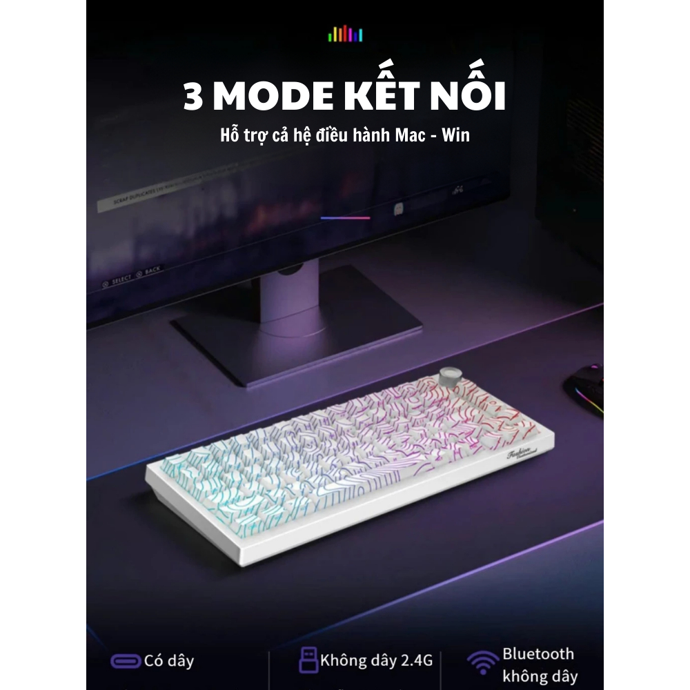 Bàn phím cơ Atas K81 không dây 3 mode - Mạch Xuôi - Hỗ trợ hotswap 5 pin - LED RGB - Có App - Pin 8000 || Gaming House | BigBuy360 - bigbuy360.vn