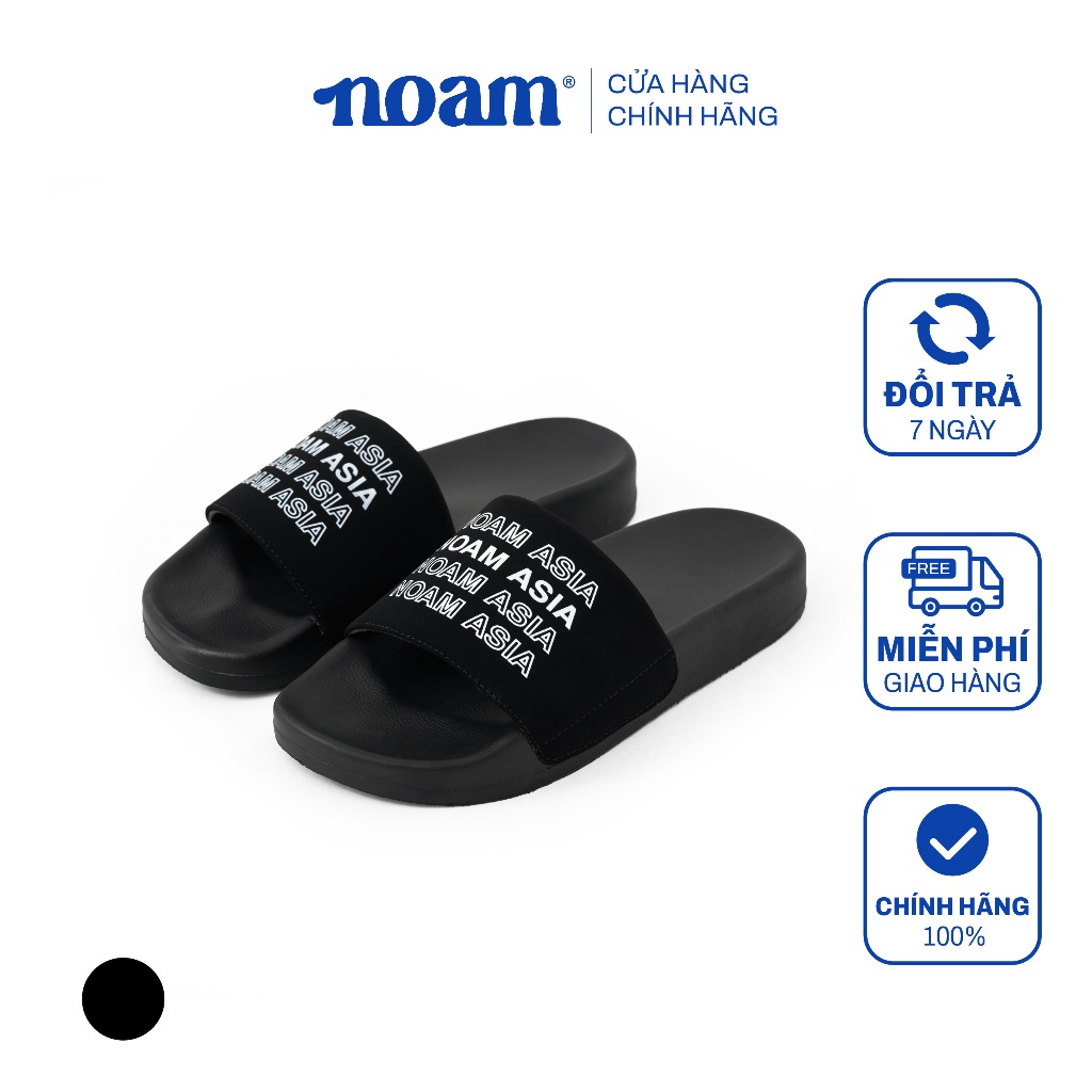 Dép quai ngang unisex NOAM ASIA slide essential kiểu dáng basic đế PU cao cấp - Màu Đen
