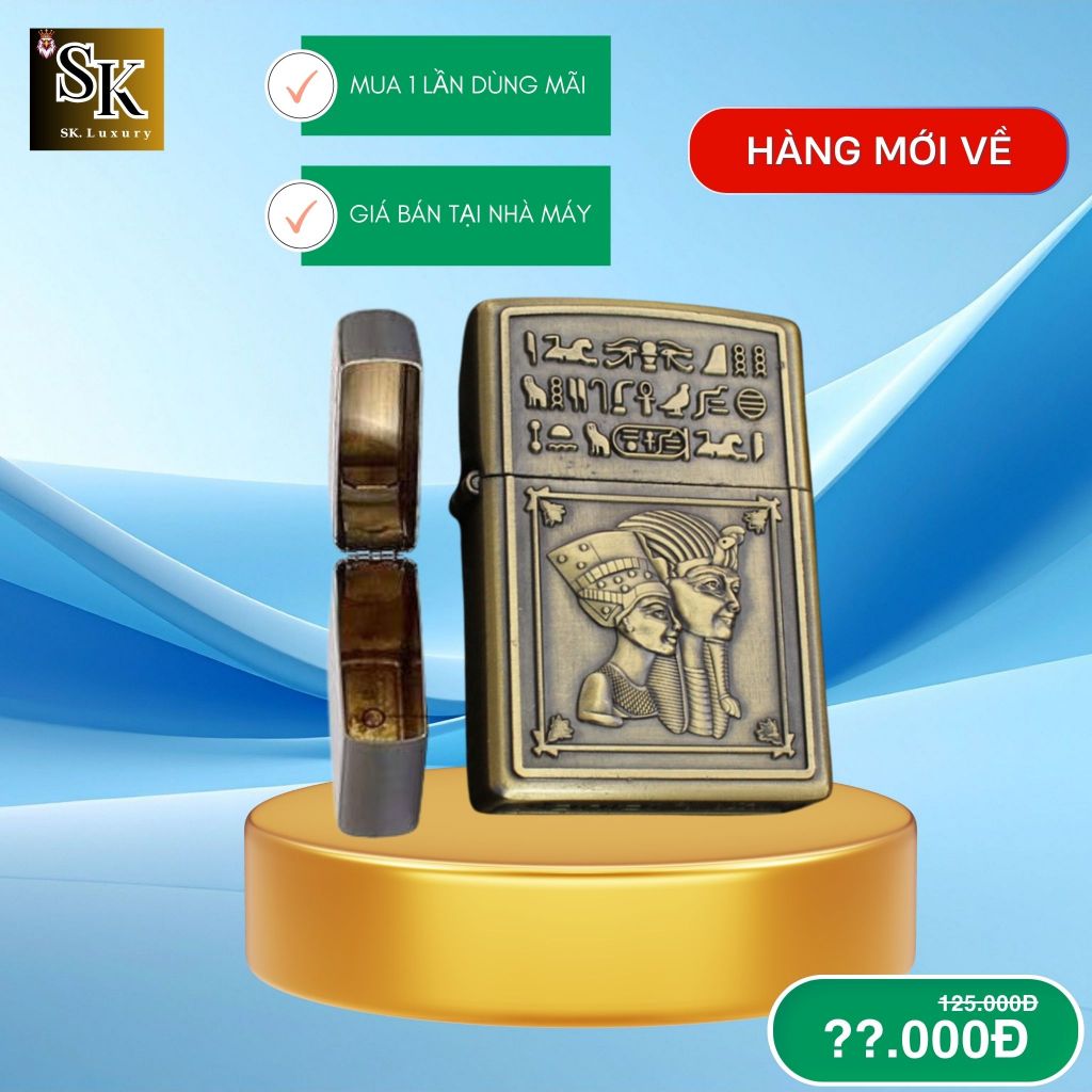 Case Quẹt lửa La mã 3 phù điêu (T-LM3) Chất liệu đồng bạch (Không bao gồm nhiên liệu)