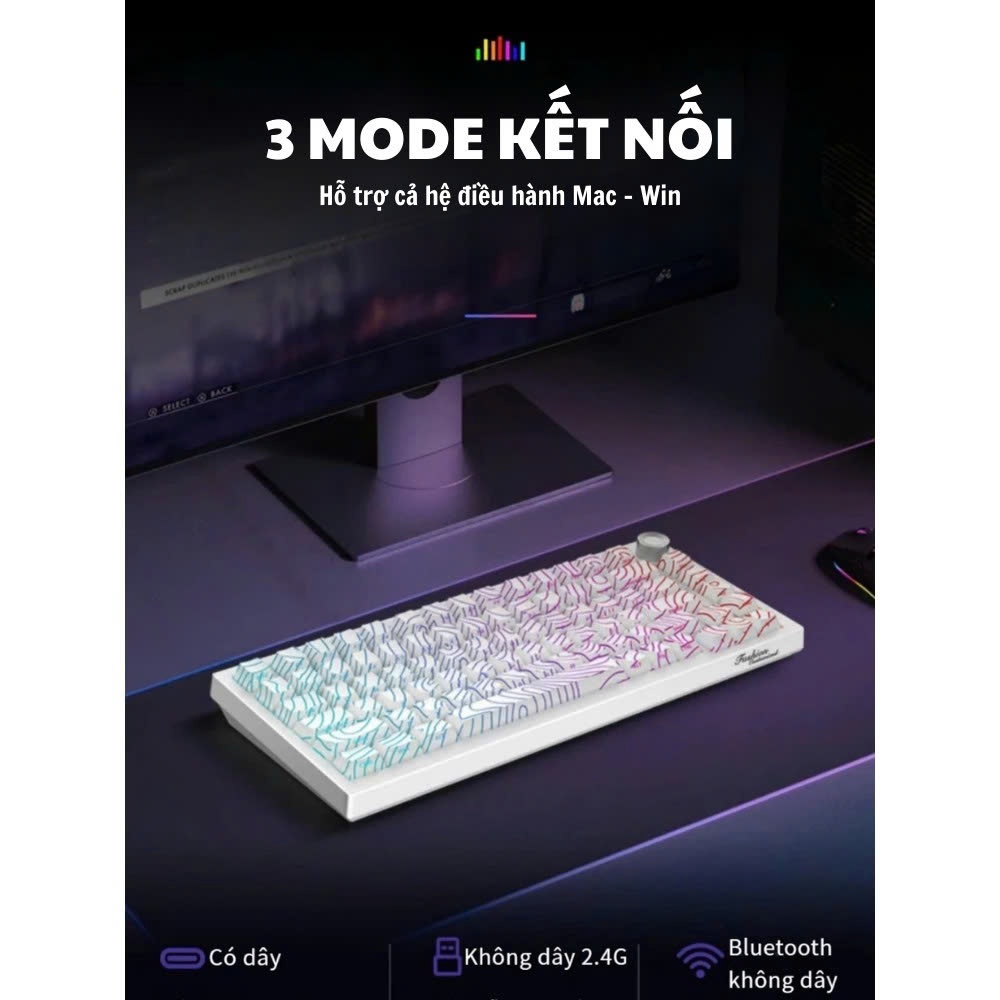 Bàn phím cơ Atas K81 không dây 3 mode - Mạch Xuôi - Hỗ trợ hotswap 5 pin - LED RGB - Có App | BigBuy360 - bigbuy360.vn