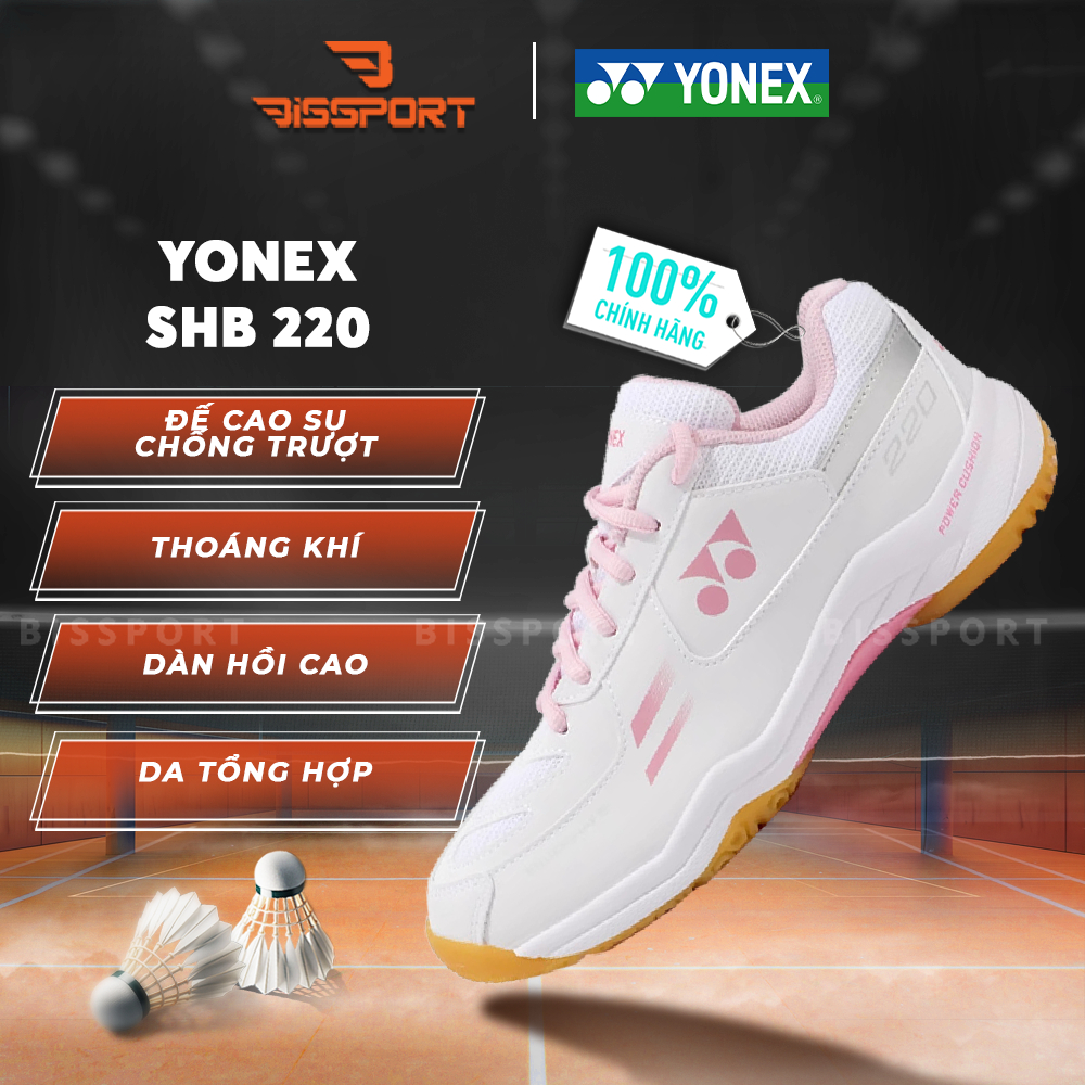 Giày Cầu Lông Yonex SHB 220 Trắng Hồng Chính Hãng – Thanh Lịch Siêu Nhẹ Êm Bám Sàn Linh Hoạt - Bền Bỉ - Chông Chấn 