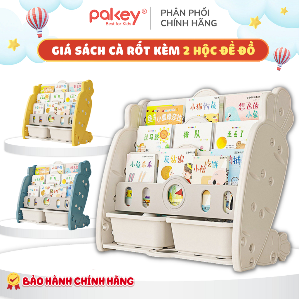[HOẢ TỐC] Giá Sách Cho Bé Kèm 2 Hộc Để Đồ Chơi Pakey Mẫu Mới - Kệ Sách Nhựa Chịu Lực Loại Dày Nhiều Màu Đáng Yêu