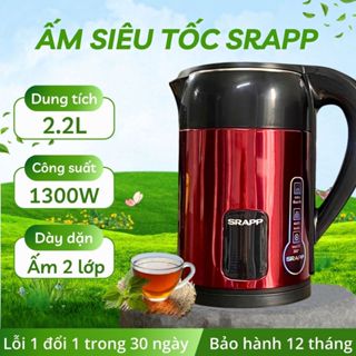 Ấm siêu tốc SRAPP ST304 dung tích 2.2L, chất liệu Inox 304 nhanh sôi tự ngắt cách nhiệt tốt tiện lợi