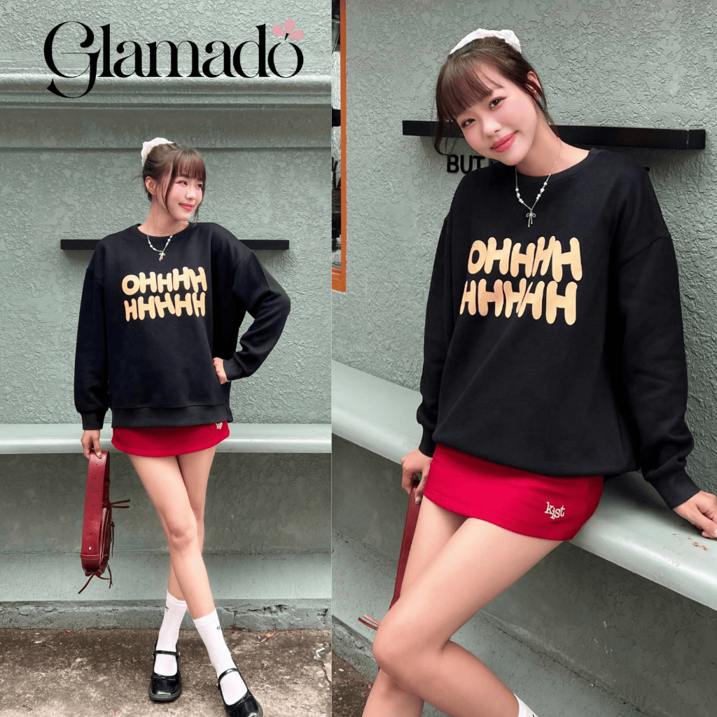 Áo sweater nữ 𝙂𝙡𝙖𝙢𝙖𝙙𝙤 hình in chữ Ohhhh, áo sweater nỉ, sweater oversize form rộng, sweater cá tính