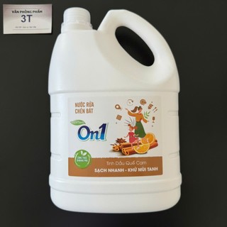  Nước Rửa Chén On1 Quế Cam 3.5KG sạch dầu mỡ khử mùi tanh dịu nhẹ da tay hương thơm tự nhiên 