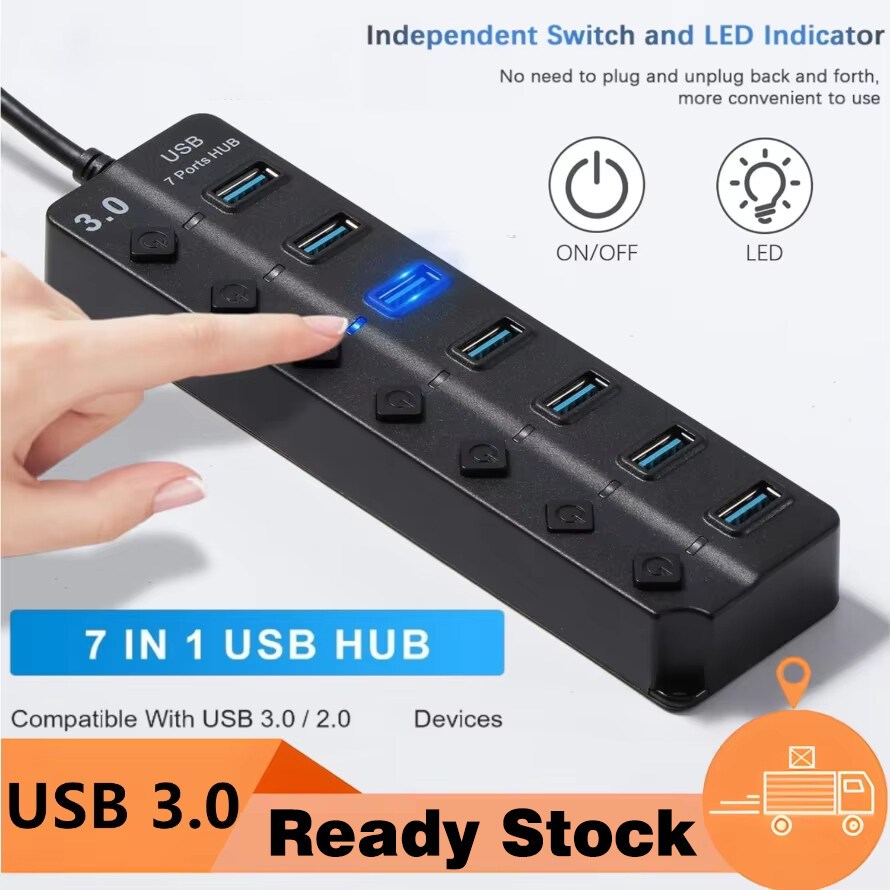 USB Hub 3.0/2.0 Tốc độ cao 4/7 Cổng USB 3.0 Hub Splitter ON/OFF Chuyển đổi nhiều máy tính xách tay P