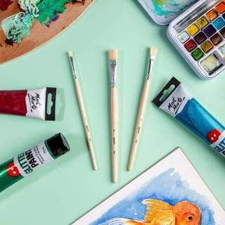 Bộ cọ vẽ học sinh Mont Marte - Màu Acrylic, Màu Nước, Màu Gouche, Sơn Dầu