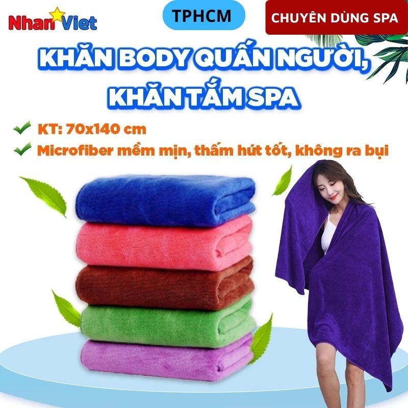 KHĂN TẮM SPA dùng quấn body, đắp người, lau tắm massage, xông hơi chất liệu mềm mịn, thấm hút nước, không đổ lông