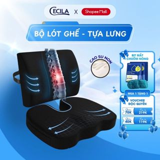 Bộ gối tựa lưng và đệm lót ghế văn phòng CECILA, giảm đau mỏi chống gù lưng, hỗ trợ phòng chống đau xương cụt, trĩ