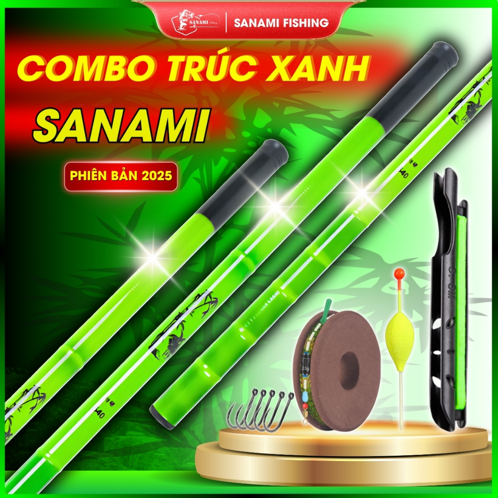 [ Tặng Nhẫn ] Cần Câu Đài Câu Tay trúc xanh 3H nhấc tĩnh 2kg tải cá 4,5 kg BCC06