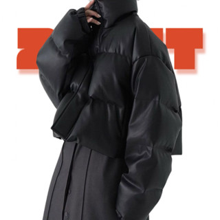 ( Hàng Sẵn ) Áo Phao Da Form Boxy Màu Đen Phong Cách Korea Siêu Dày , Ấm Cổ Tay Bo Chun Full Size Nam Nữ - 22FIT FP1